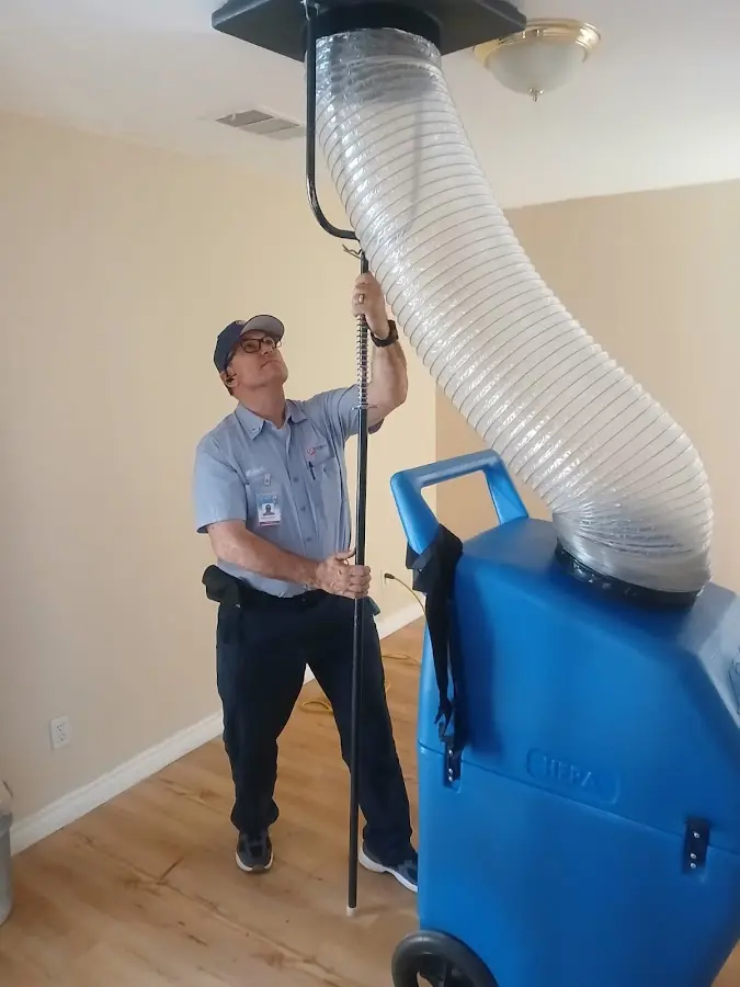 Mini Split Installation technician using HEPA equipment in Huntsville
